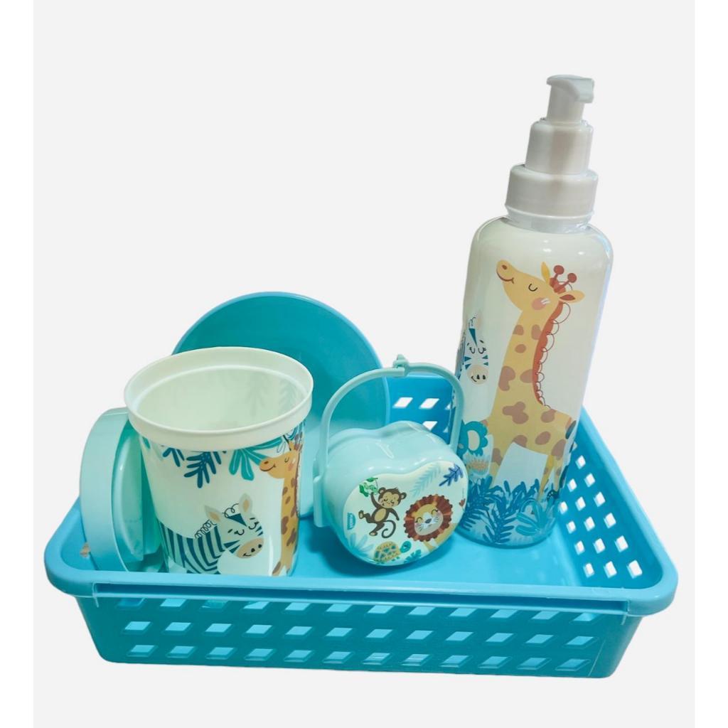 Kit Higiene Infantil Bebê Safari Bichinhos Plasútil Com 5 Ou 6 Peças