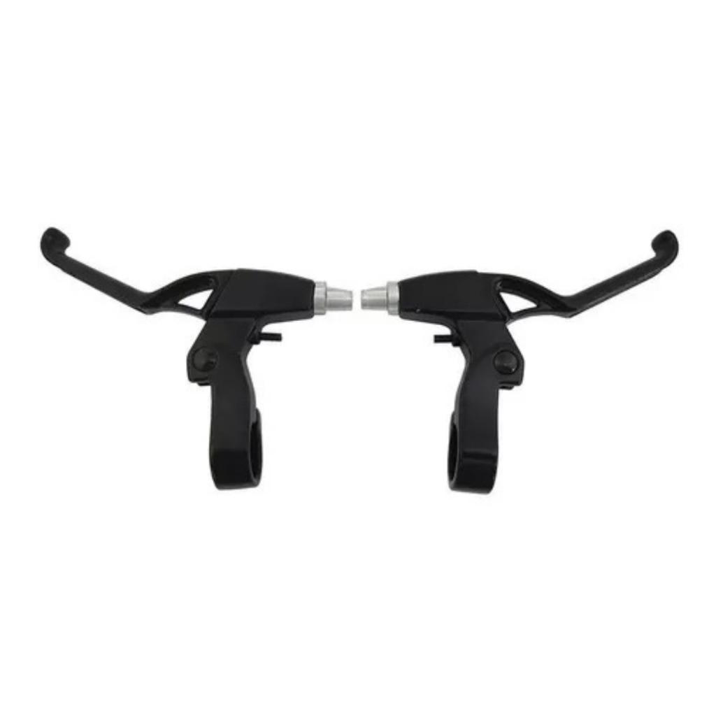 Kit Par De Freio V Brake De Nylon Tipo Logan Com Manetes E Cabos Preto Completo Para Bicicleta