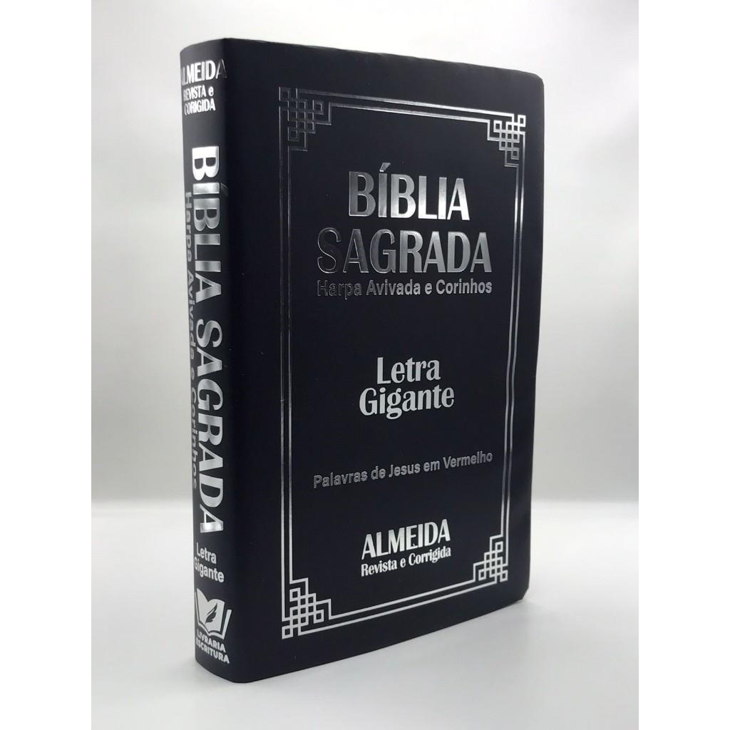 Bíblia Sagrada Tamanho Grande Com Harpa Palavras De Jesus Em Vermelho Capa Papel Azul