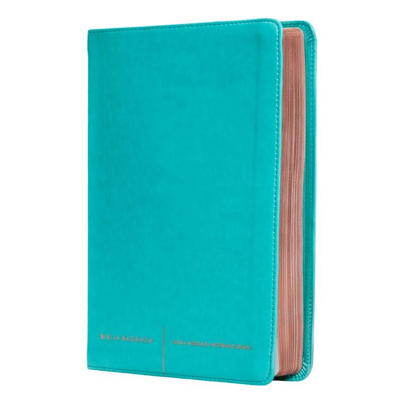 Bíblia Sagrada Luxo Slim Nvi Letra Normal Courosoft Verde Água