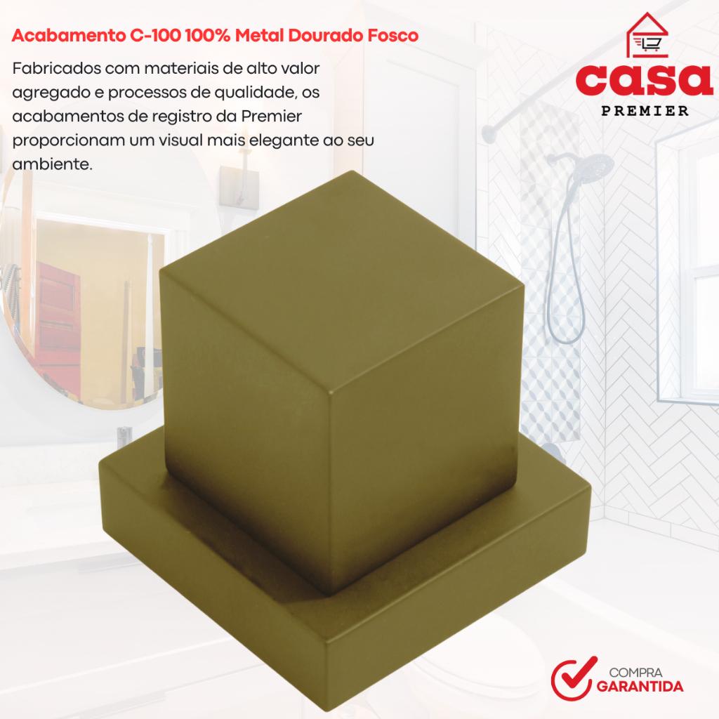 Acabamento 100 Metal Registro Quadrado 1/2 Ou 3/4 Padrão Deca Metal Pressão Gaveta Dourado Fosco