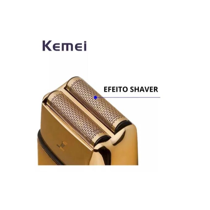 Máquina Barbear Cortar Cabelo Kemei Tx1 Dourado Recarregável Bivolt 110v/220v Portátil Kemei Km TX1