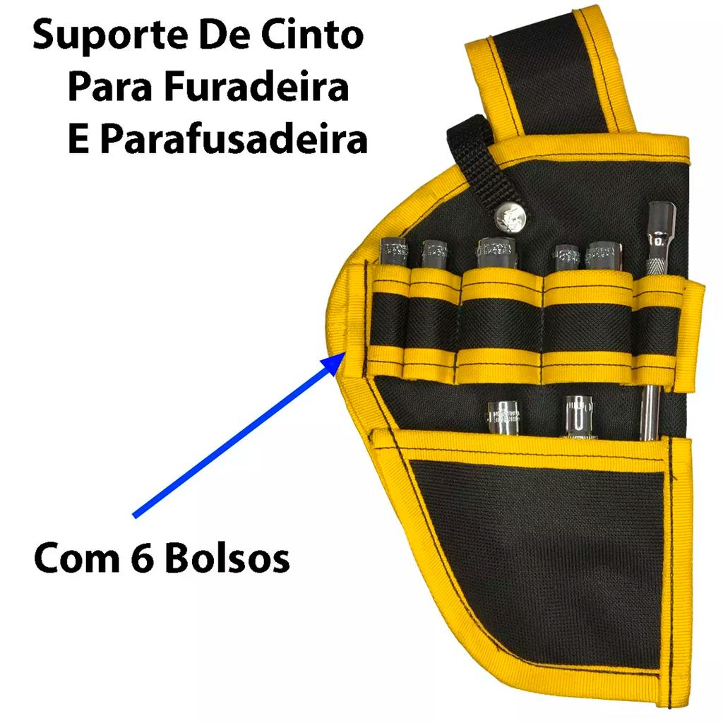 Suporte De Cinto Para Parafusadeira Furadeira Sem Fio Em Lona Resistente Uso Profissional