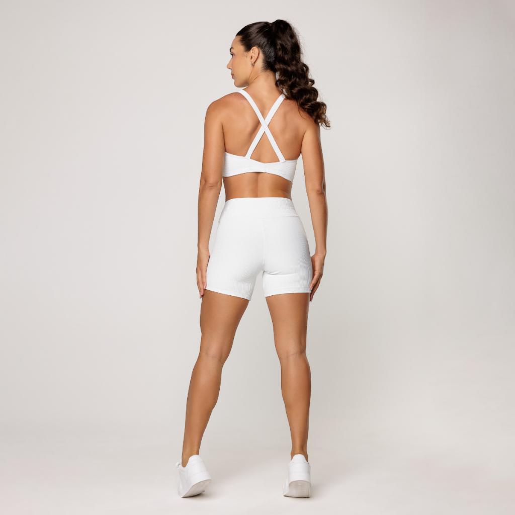 Conjunto Fitness Feminino Academia Poliamida Top Decote Em V E Short Academia Elevate