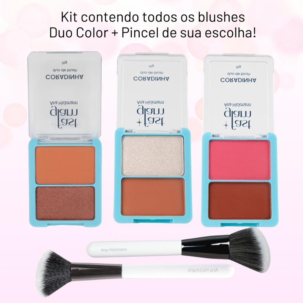 Kit Blush Duo + Pincel De Blush Vegano Ana Hickmann Coradinha Fast Glam