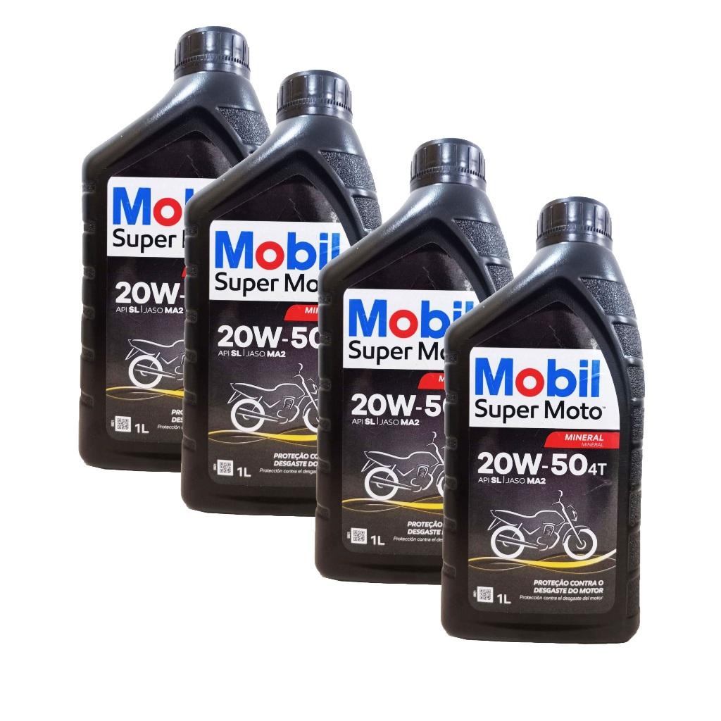 Kit Óleo Mobil 20w50 Mineral Super Moto 4 Tempos 4 Unidades