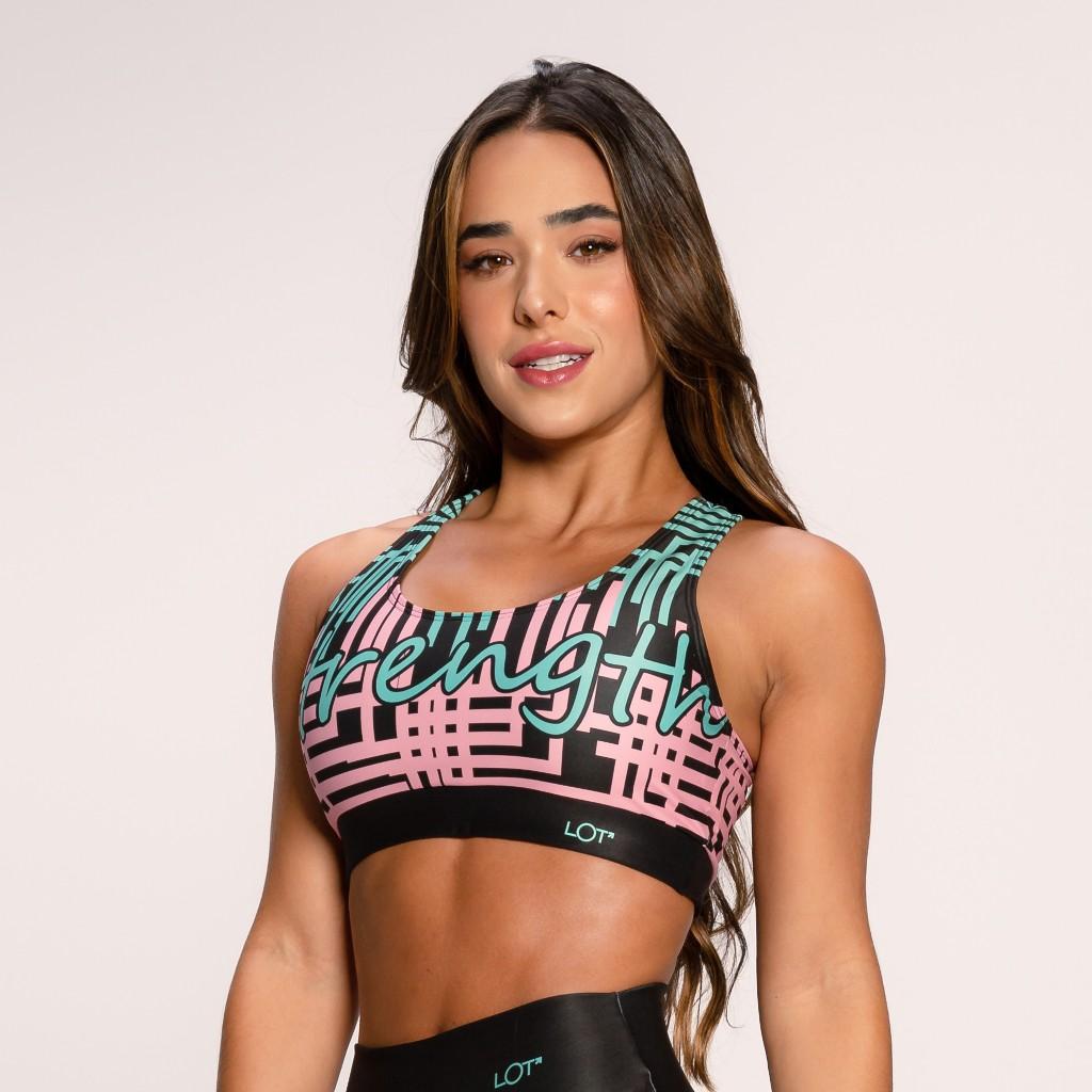 Conjunto Academia Feminino Estampado Strength Coleção Invicta Top E Legging Fitness