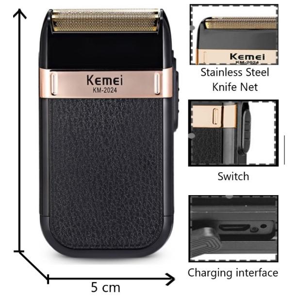 Maquina De Barbear Shaver Km-2024 Barbeador Para Acabamento Sem Fio Elétrico Bivolt Recarregável USB