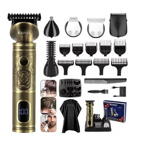 Kemei Digital 5 Em 1kit De Cuidados Com A Pele Com Baterias De Lítio Aparador De Pelo Sem Fio
