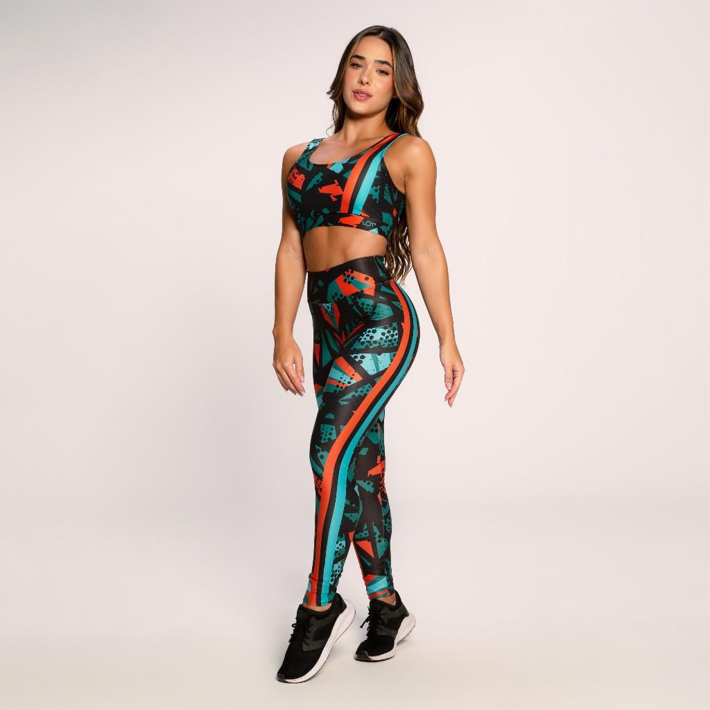 Conjunto Academia Feminino Top Fitness E Calça Legging Estampado Coleção Invicta Estampas Variadas