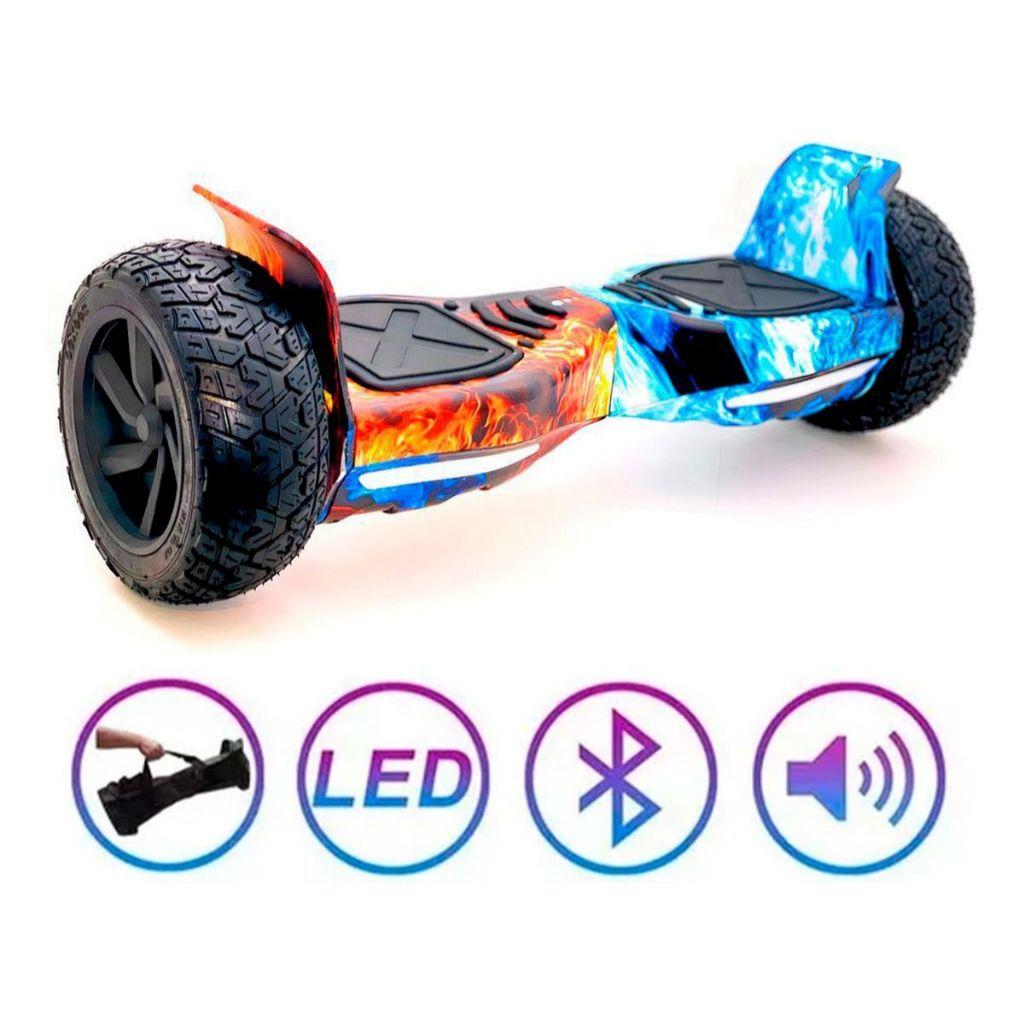 Hoverboard Skate Elétrico Original 8.5 Offroad LED Bluetooth Fogo E Gelo
