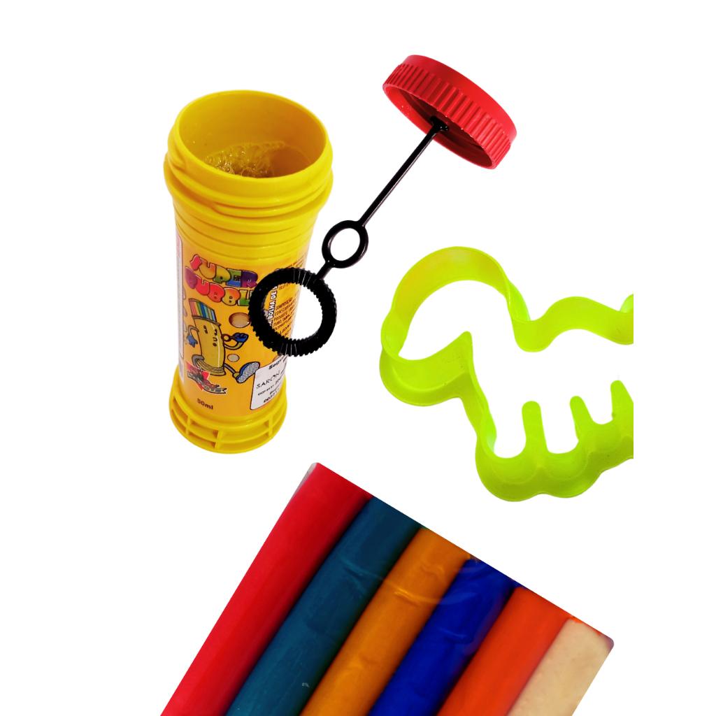 Kit 25 Cx Massinha De Modelar + 25 Bolha De Sabão + 50 Moldes + 25 Bicho Cresce Na Agua Lembrancinha