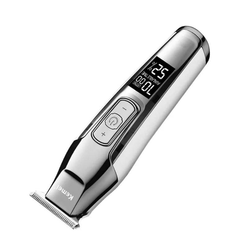 Maquina Cortar Cabelo Kemei Km-5027 Elétrico Luxury Cor Prateado