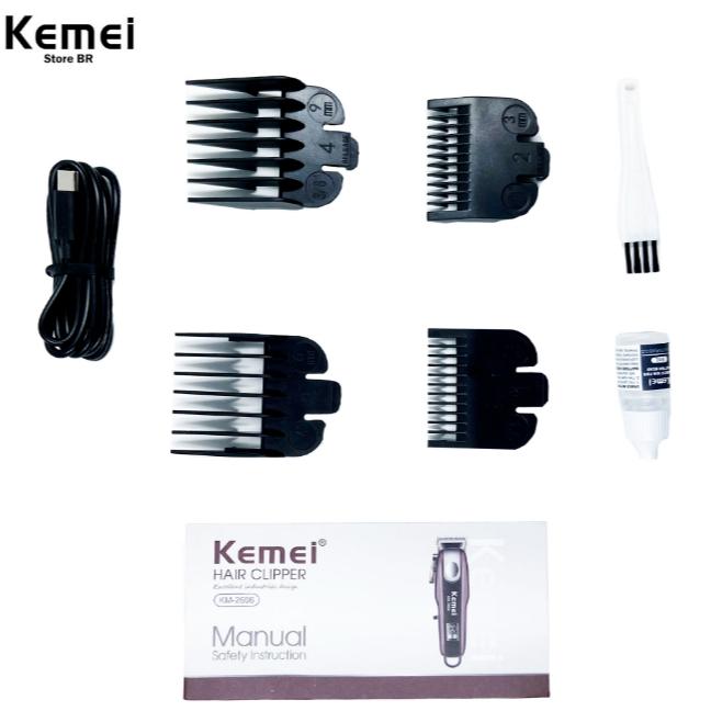 Máquina De Corte Cabelo Kemei 2606 -bivolt 5W Portátil USB Profissional Display Lcd Km- 2606 Sem Fio