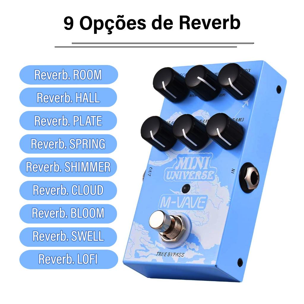 Pedais De Efeitos Para Guitarra M-vave Pedal De Reverberação Digital Mini Universe 9 Efeitos De Reverberação Room