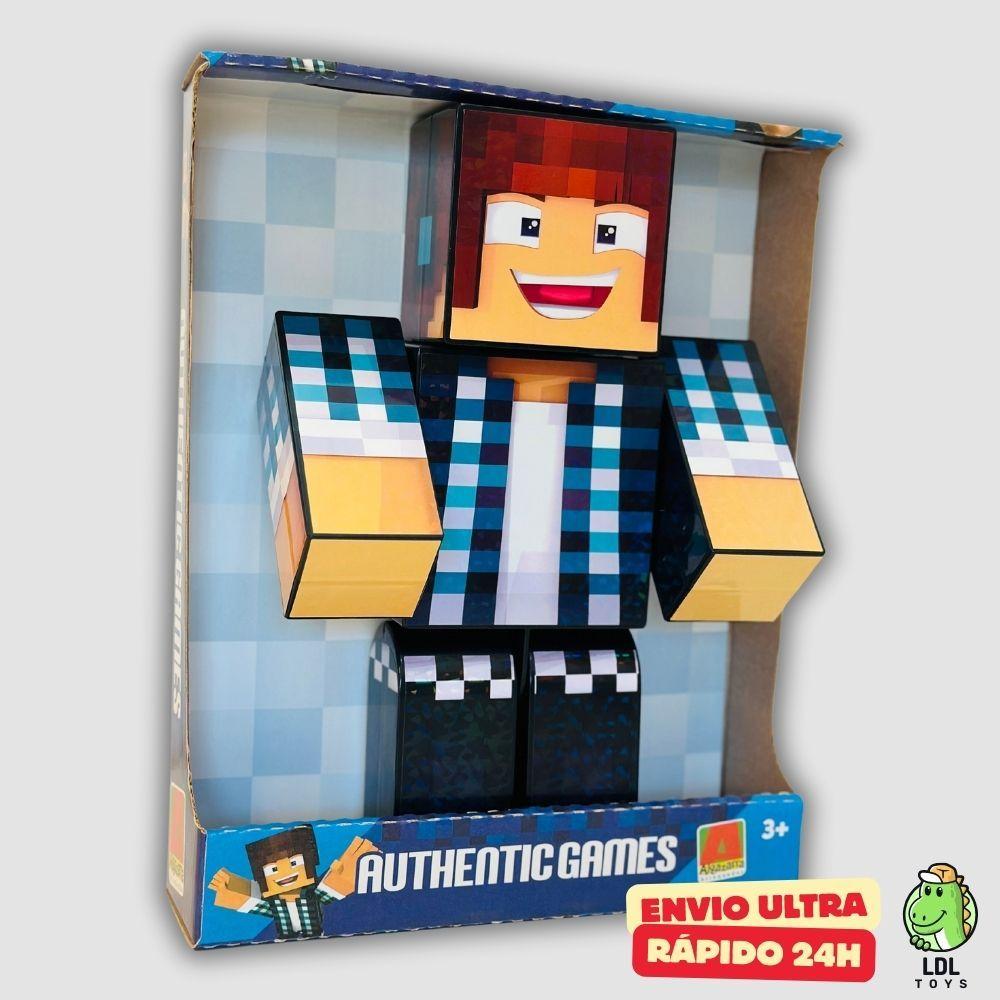 Boneco 25cm Authentic Games Gamer Skin Articulado + 3 Chaveiros Youtuber Algazarra
