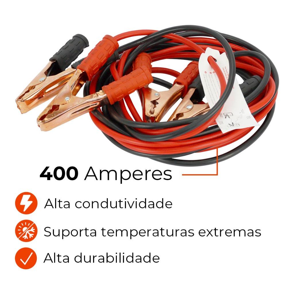 Cabo De Chupeta Carro Moto 5m 400a Premium Com Bolsa Transporte Transferência De Carga Bateria