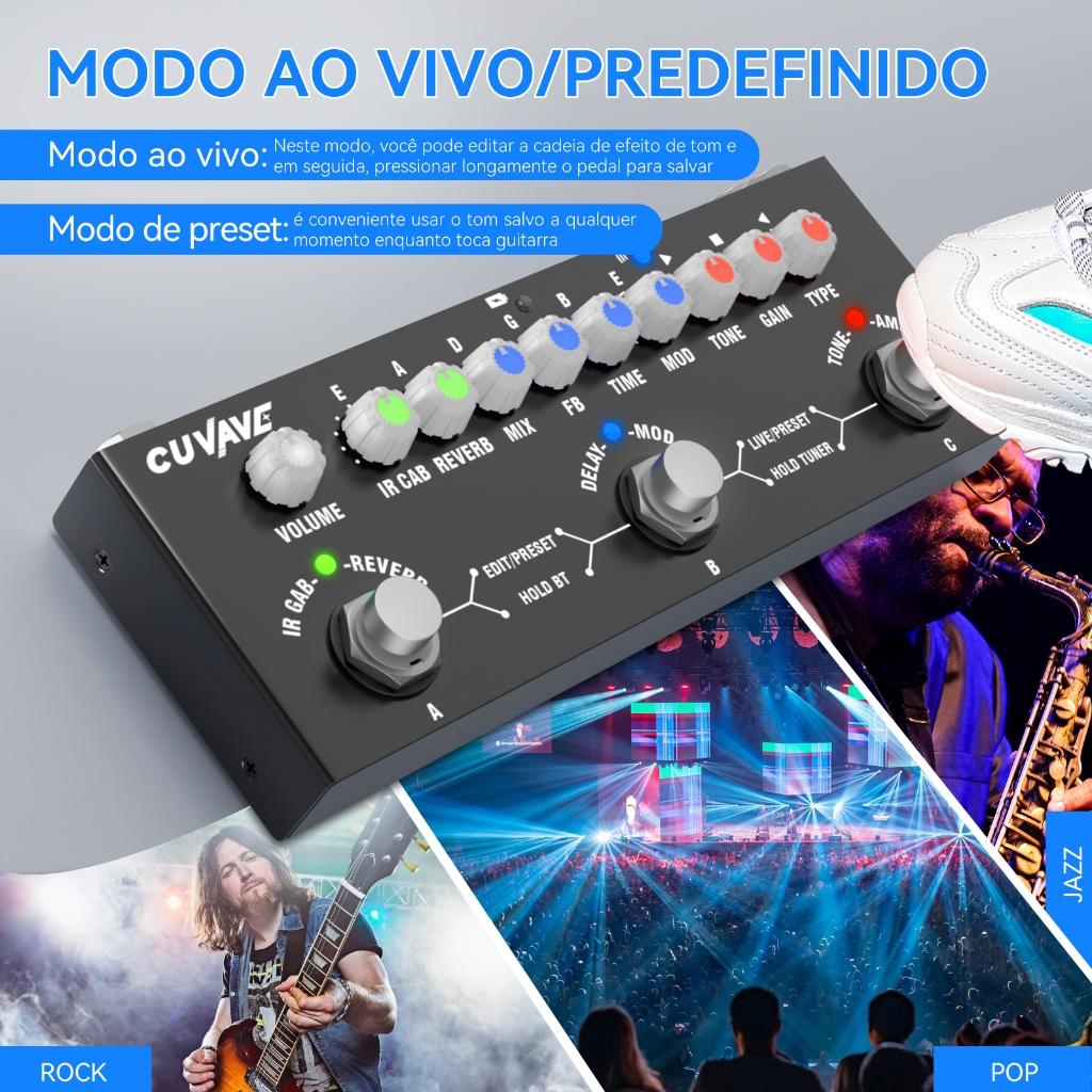 Cuvave Cube Bebé Portátil Multi Efeitos Pedal Para Guitarra Acústica Elétrica Gravação Interface Áudio Função Cuvave