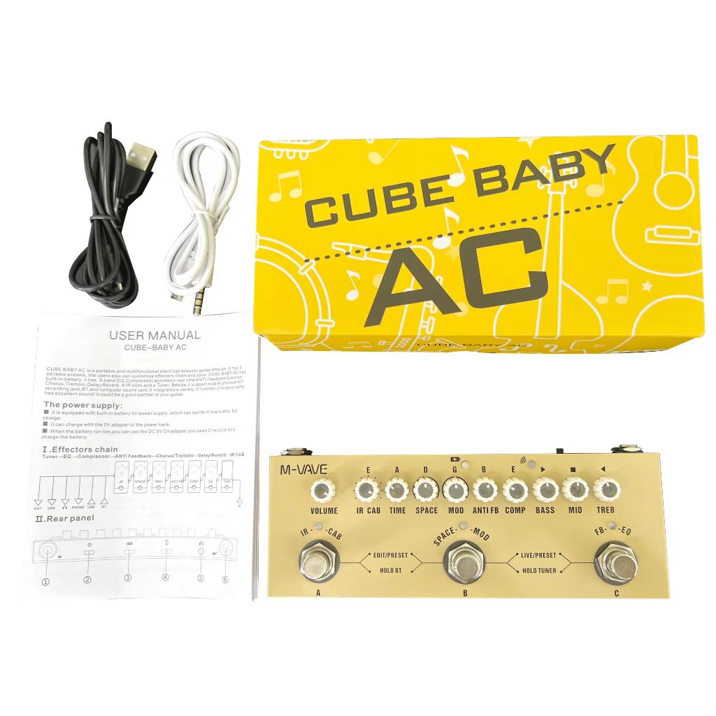 Pedal De Multiefeitos Recarregável De Madeira Para Gravação De Violão Acústico Pedal Cuvave Com Função De Interface De