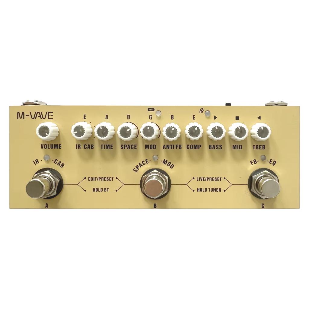 Pedal Recarregável De Múltiplos Efeitos Para Violão Acústico De Madeira Com Interface De Áudio Para Gravação E Função