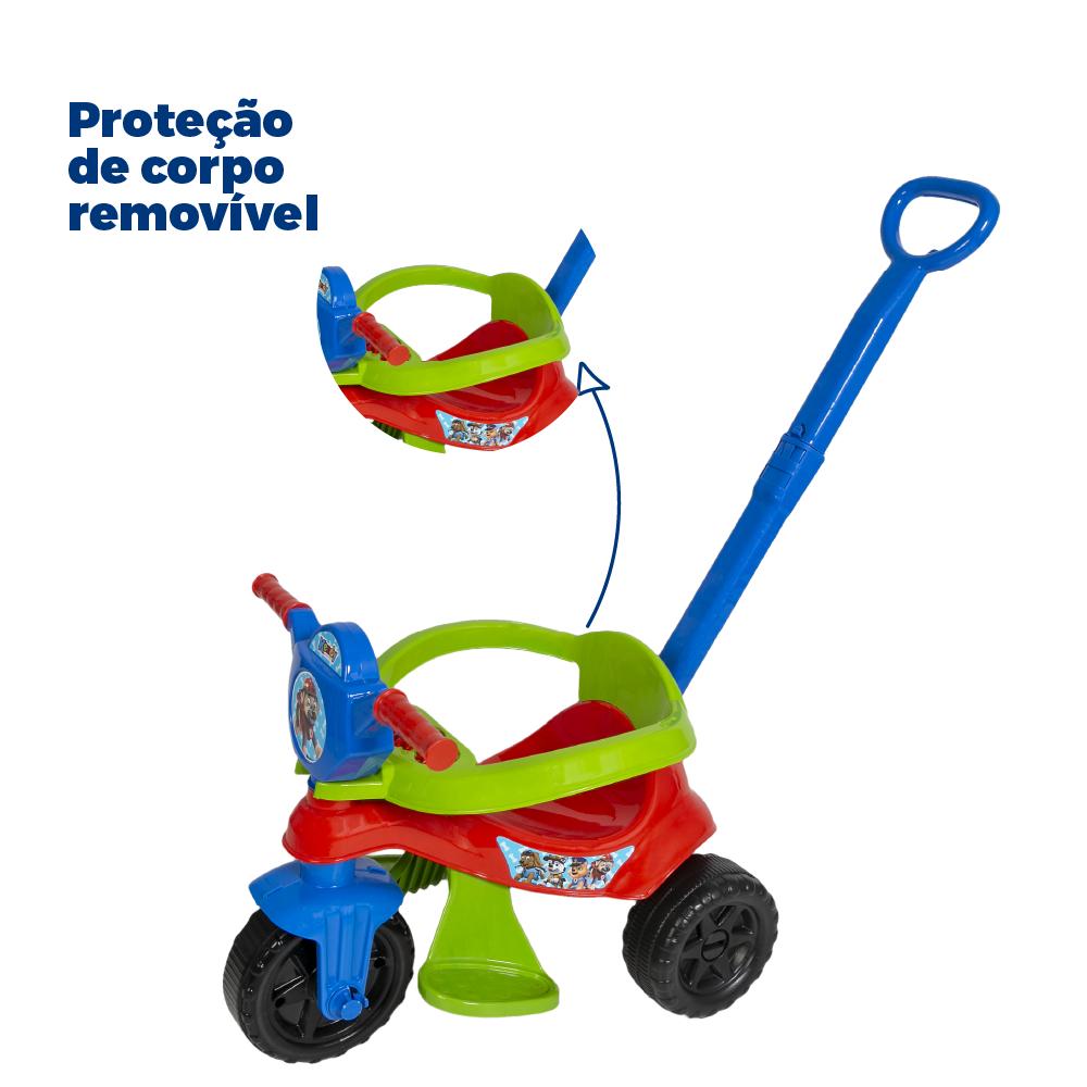 Triciclo Menino Completo Uso De 1 Até 3 Anos - Pedal Protetor Empurrador - Certificado Inmetro