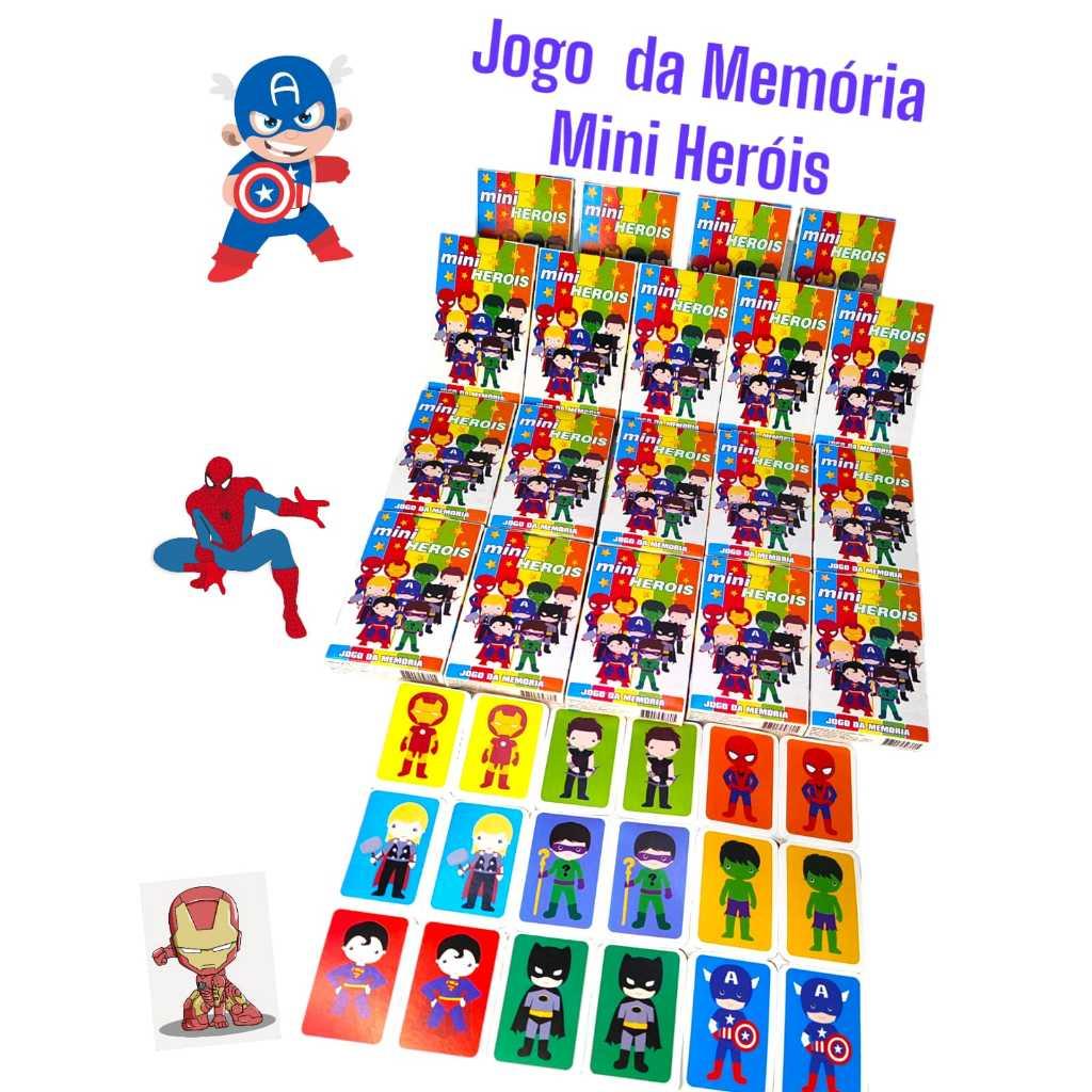 Kit 10 Jogo Da Memoria Mini Heróis Infantil P/Kit Festa Lembrancinha Aniversario Prenda Quermesse