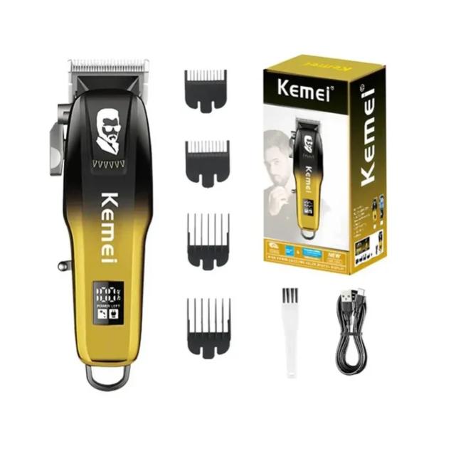 Máquina Kemei-709a Corte De Cabelo Profissional Portátil USB Sem Fio Recarregável Homens Display Lcd