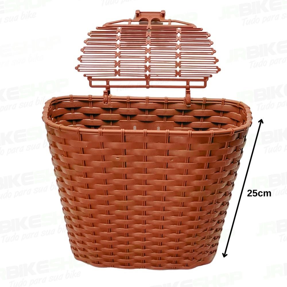 Cesta Cestinha Bicicleta Reforçada Retrô Vintage Marrom E Preto