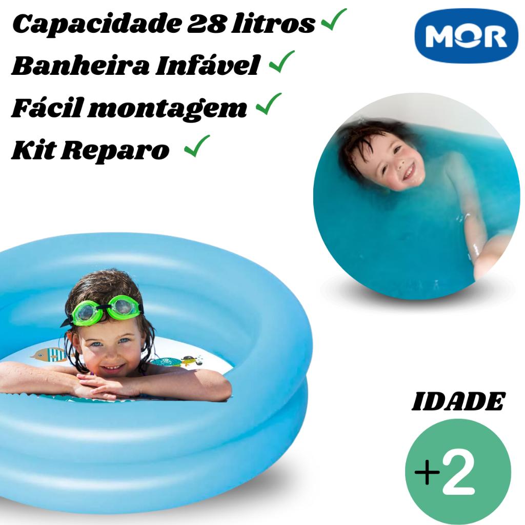 Piscina Inflável Infantil Banheira Água Bebê 28 Litros Mor