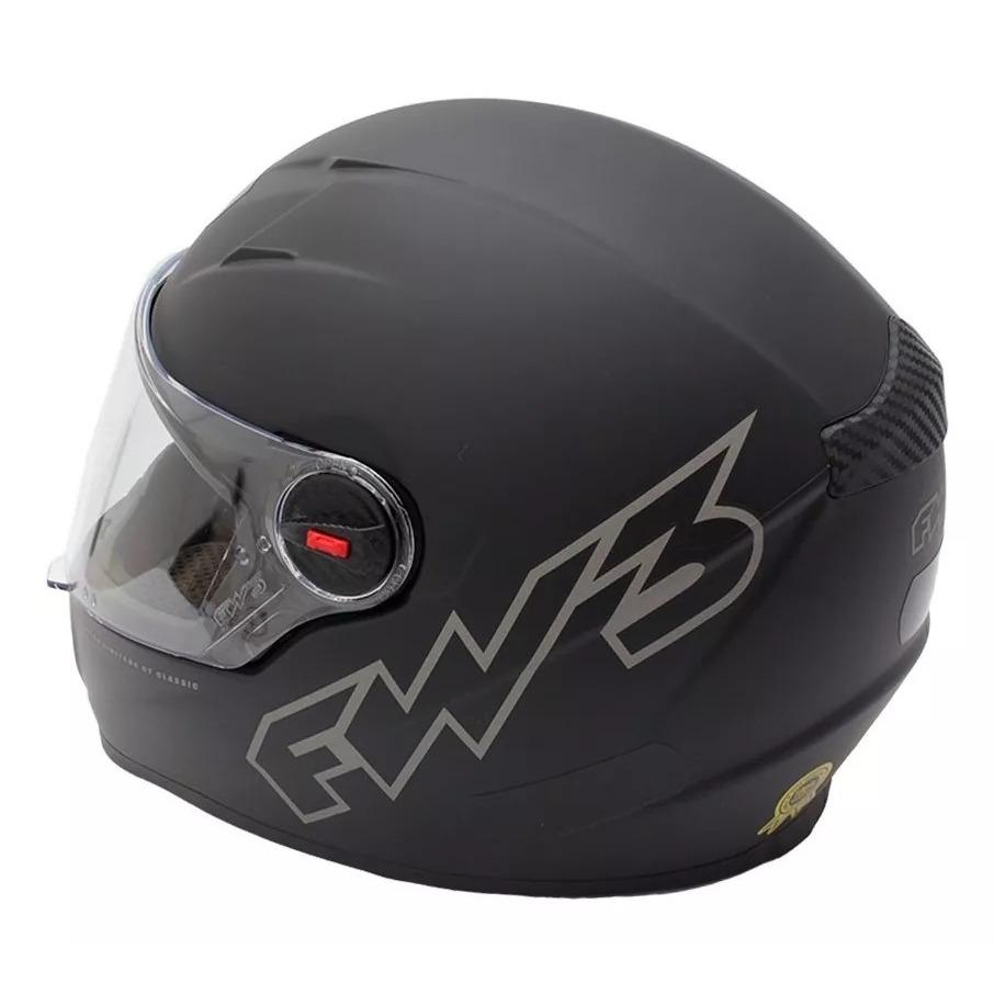 Capacete Moto Fechado Gt Classic Preto Fosco Fw3 Narigueira
