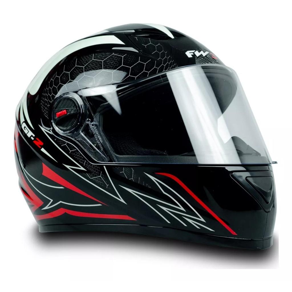 Capacete Fechado Gt 2 Fw3 Casco Pintado Viseira Cristal Cor Branco/vermelho