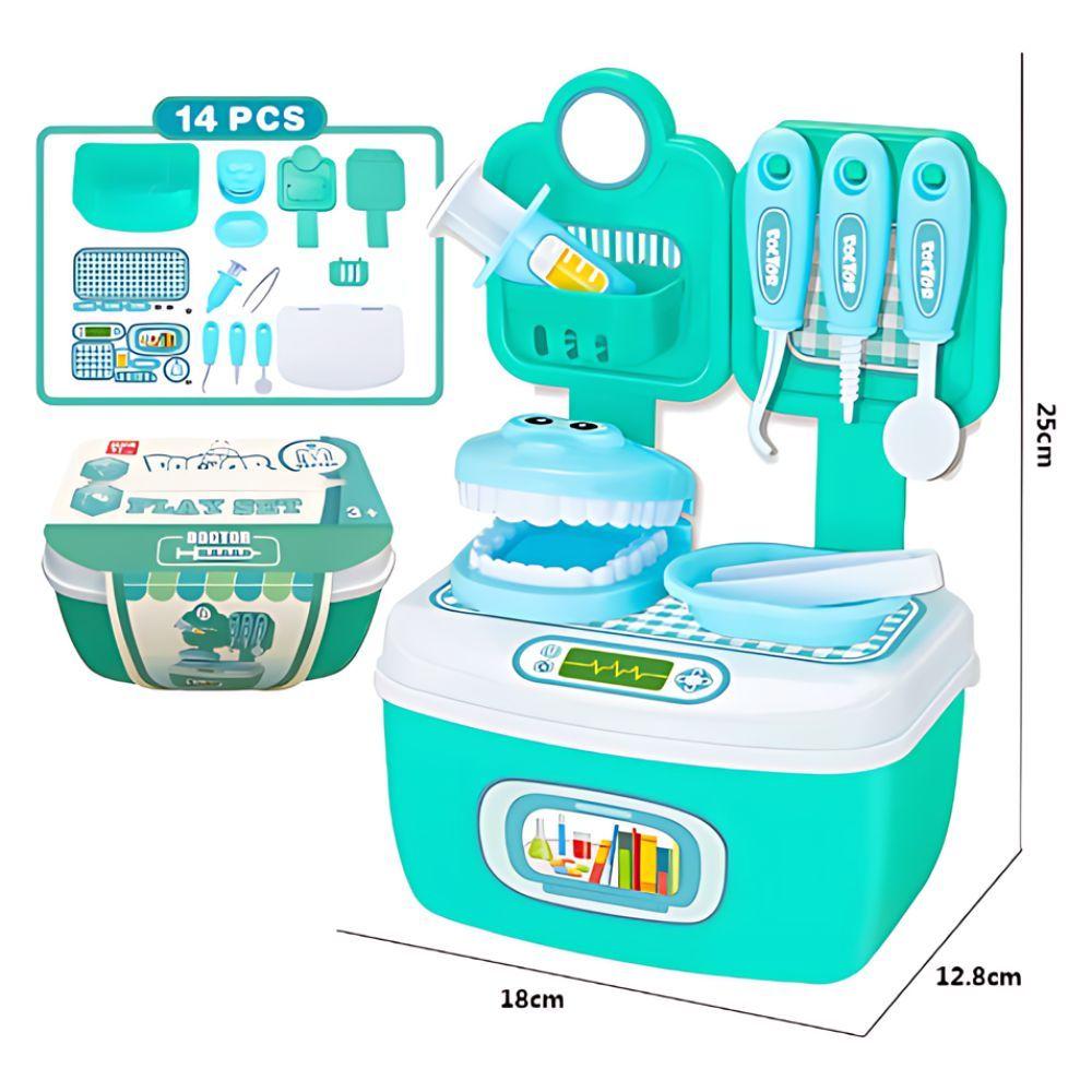 Cesta Maleta De Brinquedo Acessório Dentista Kit Cozinha Panelas Cozinheiro Médico Presente Criança
