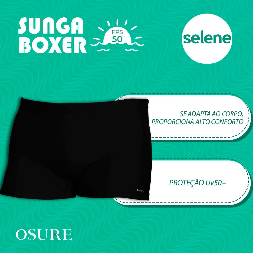 Sunga Boxer Masculina Selene Sunga Boxer Poliamida Uv50+ Praia Piscina Natação Ajustável Conforto