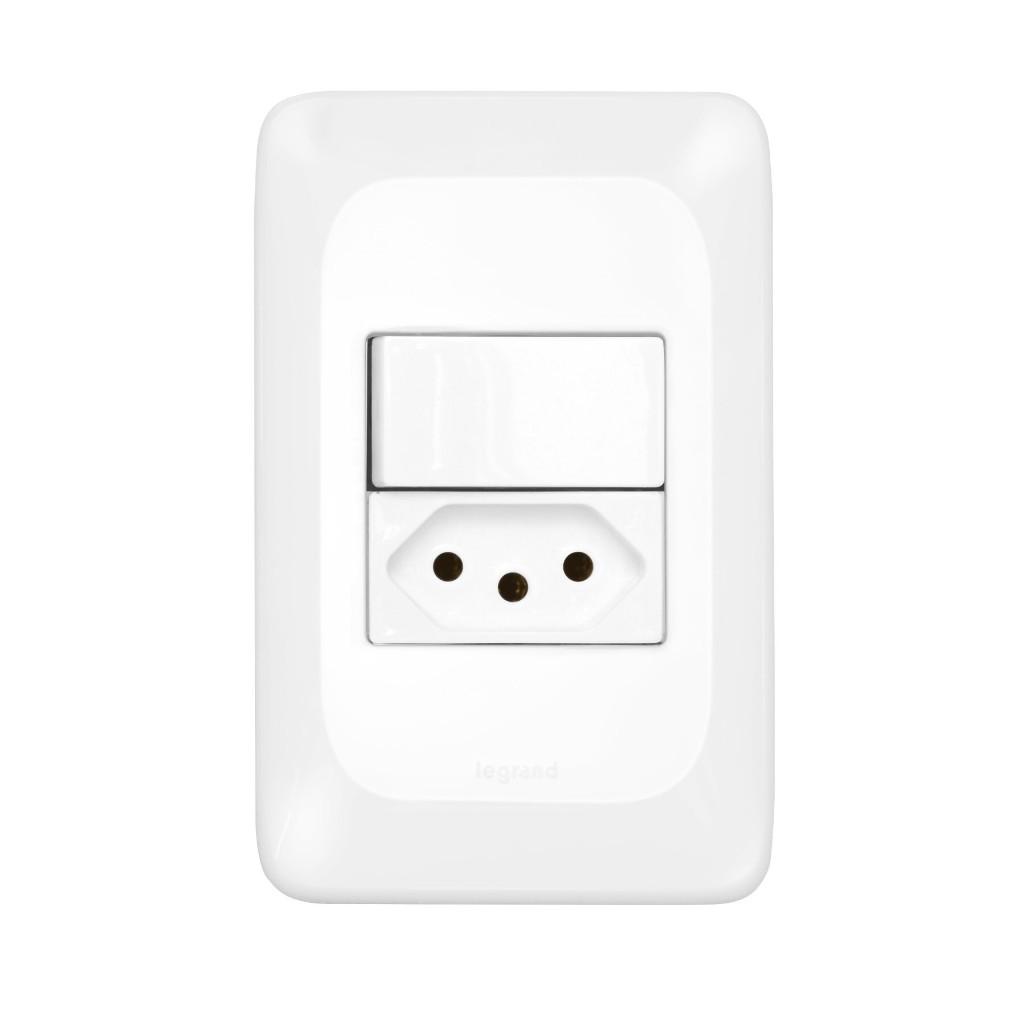 Interruptor Paralelo + Tomada 2 Pinos + Terra 10a 4x2 Pial Pop