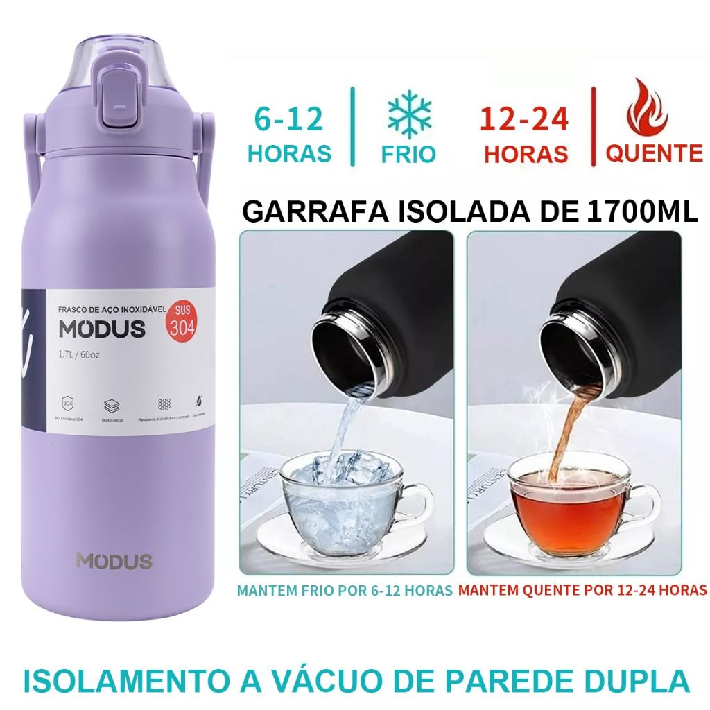Modus Garrafa Térmica De Água 1700ml Grande Capacidade Com Canudo