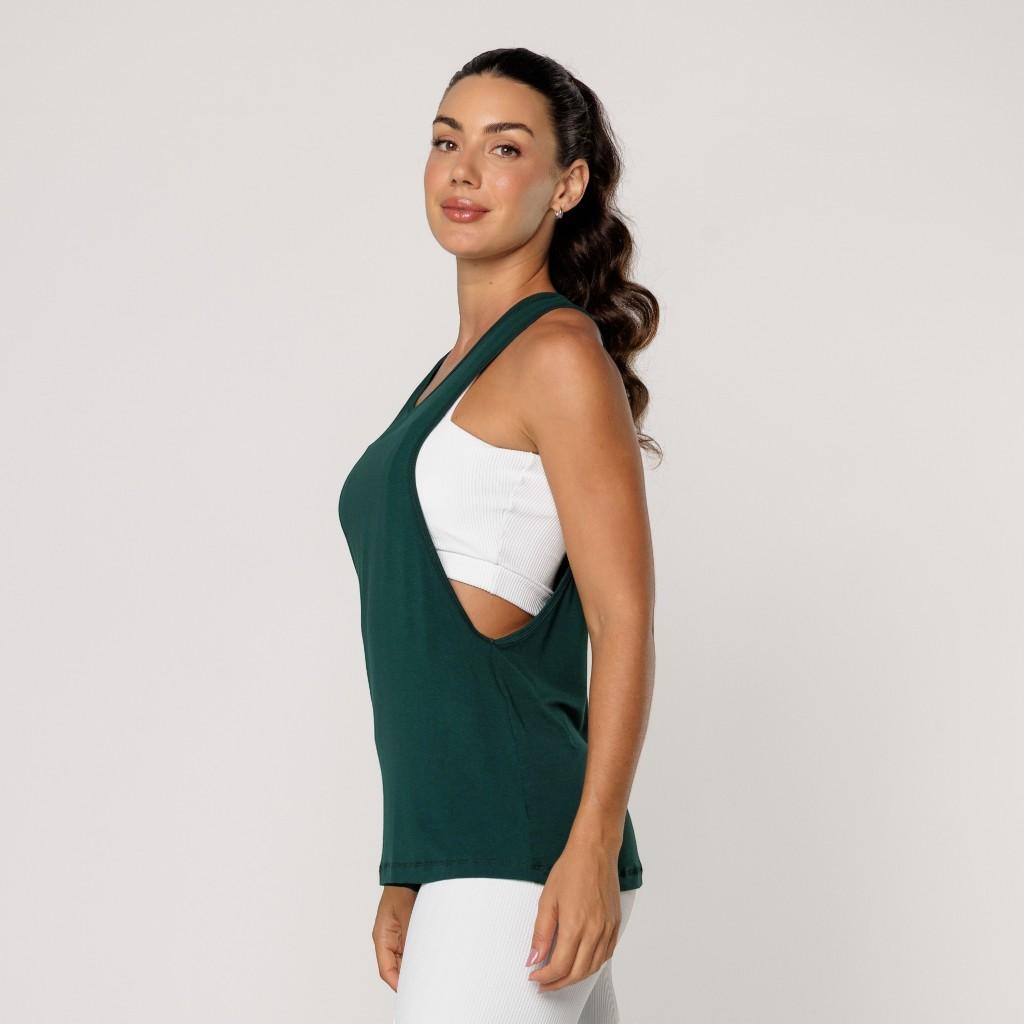 Regata Fitness Feminina Viscolycra Academia Verde Estampada Lot Fitness
