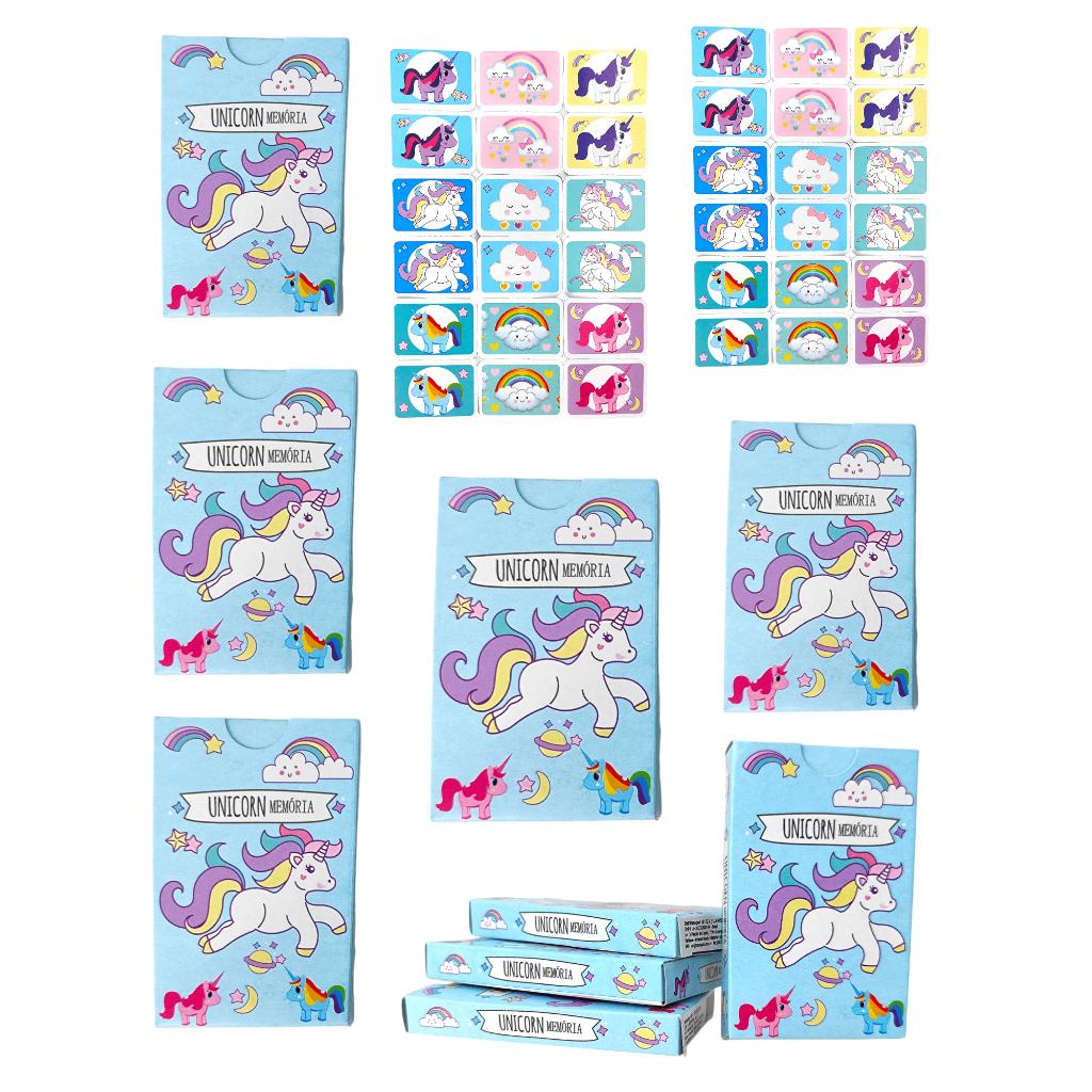 Kit 20 Jogo De Memoria Unicornio Cartas Kit Festa Infantil Lembrancinha Aniversario Prenda Criança