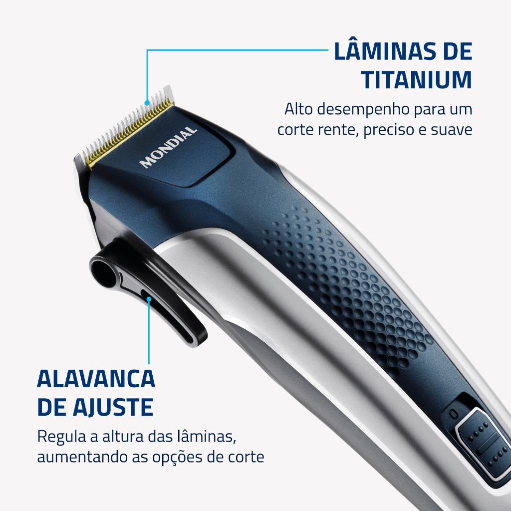 Cortador De Cabelo Mondial Cr-09m Titanium Power Com Maleta 110v