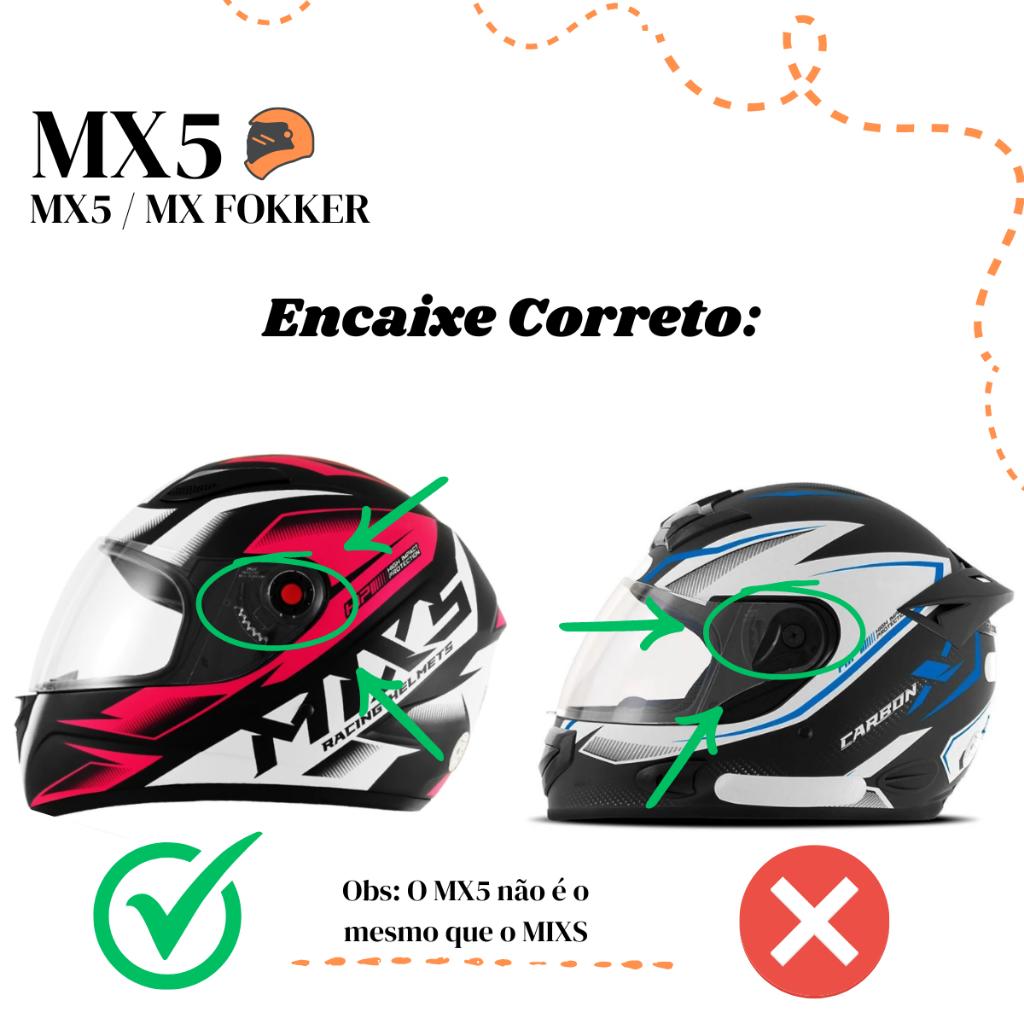 Viseira Cristal + Botão Reparo Capacete Mixs/Fokker/Mx5