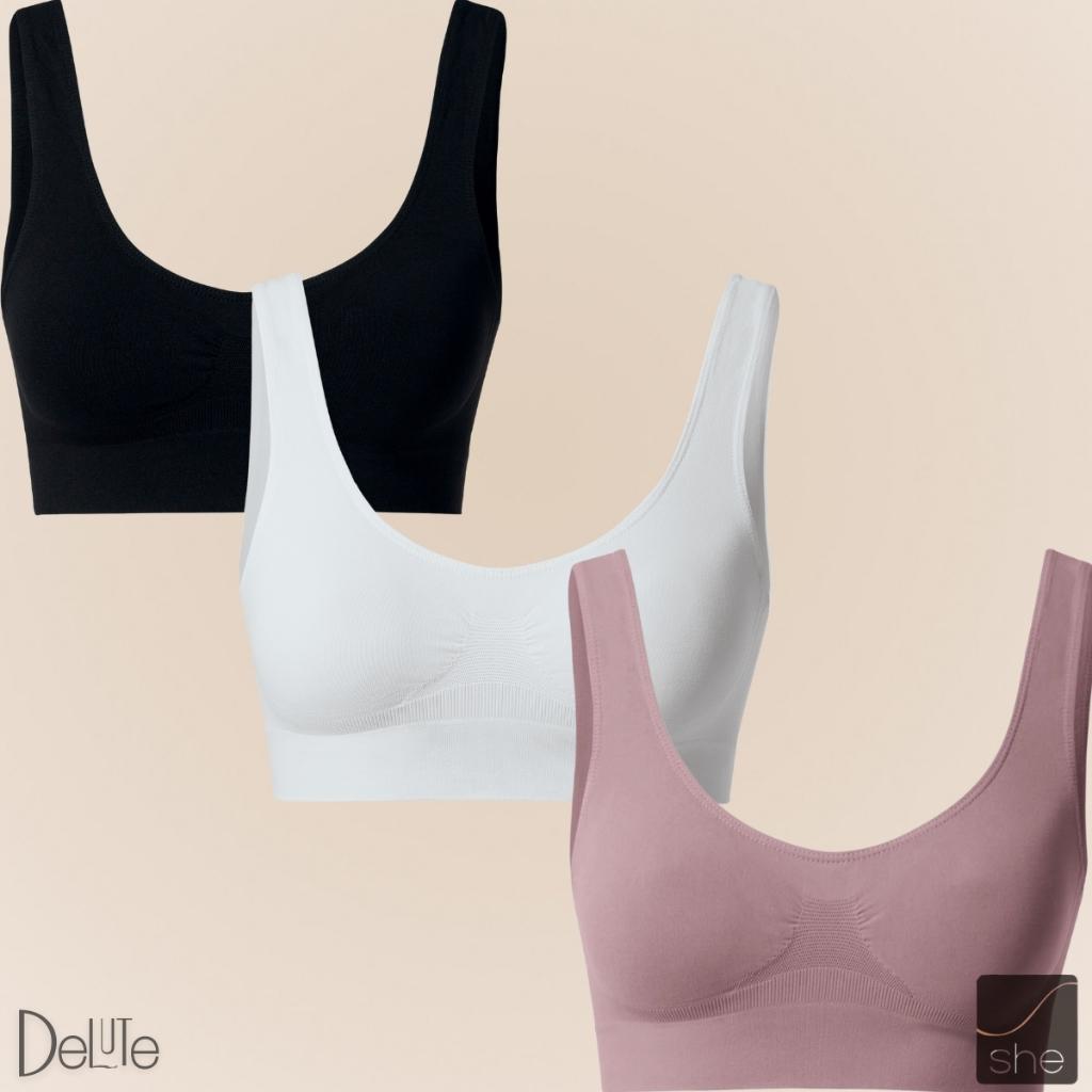 Kit 3 Top Fitness Regata Feminino She Lingerie Sem Bojo Sem Costura Microfibra Para Academia