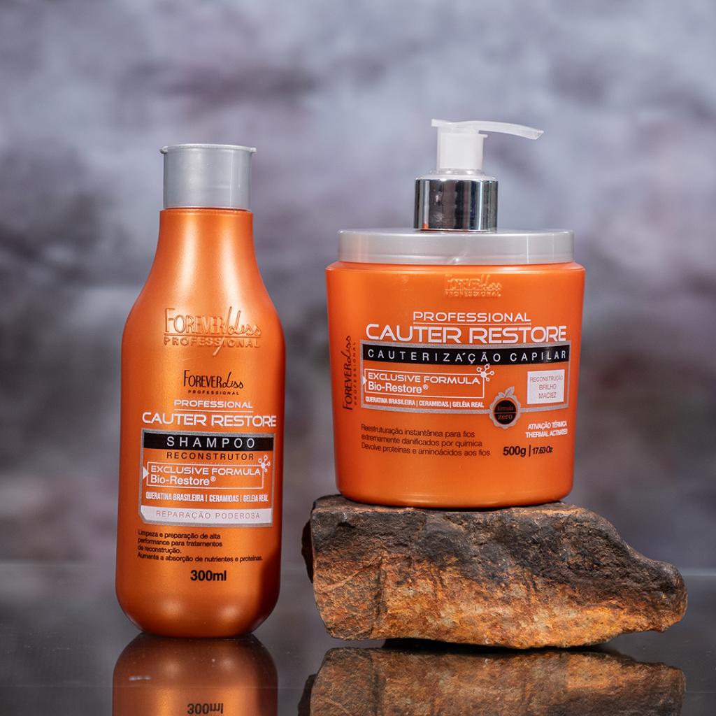 Kit Shampoo E Máscara Capilar Cauterização Forever Liss