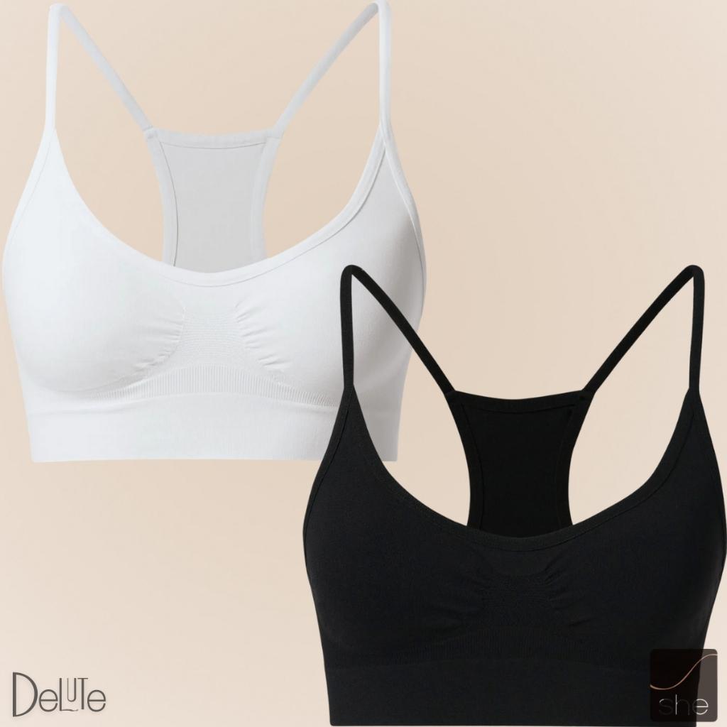 Kit 2 Top Fitness Sport Nadador She Em Microfibra Sem Costura Sem Bojo Para Exercicios P Ao Gg