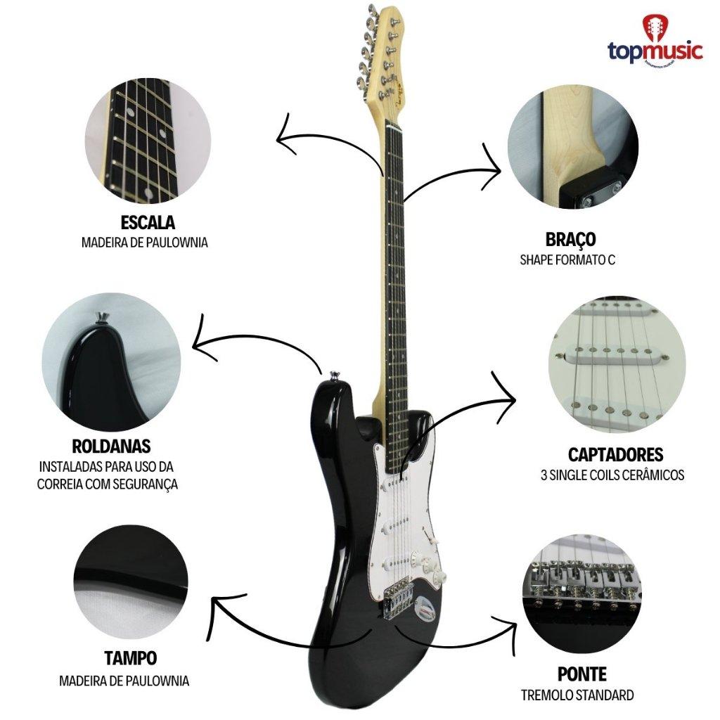 Guitarra Stratocaster Iniciante Estudante Bravo Beg100 Série Coldguitar + Capa Acolchoada