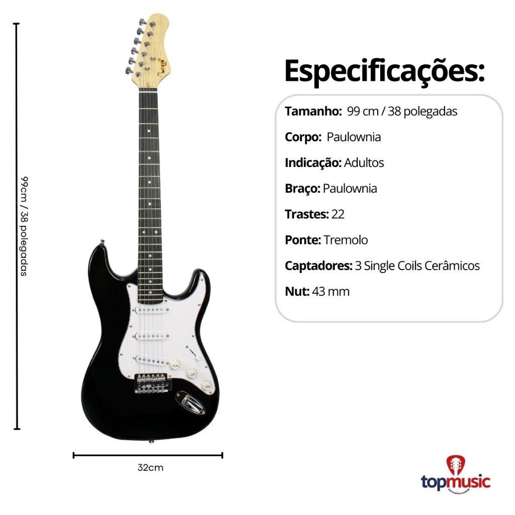 Kit Guitarra Stratocaster Iniciante Estudante Bravo Beg100 + Acessórios + Amplificador