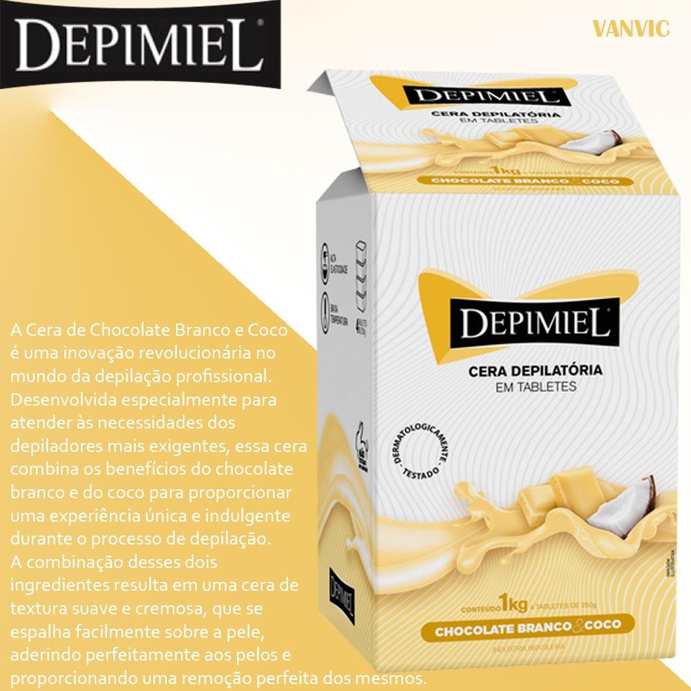 Depimiel Cera Em Tabletes Chocolate Branco E Coco 1kg