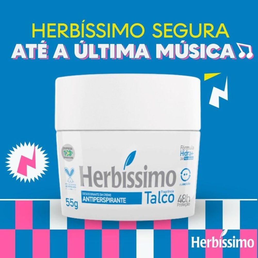 Kit Desodorante Creme Herbíssimo Talco 55gr (5 Unidades)