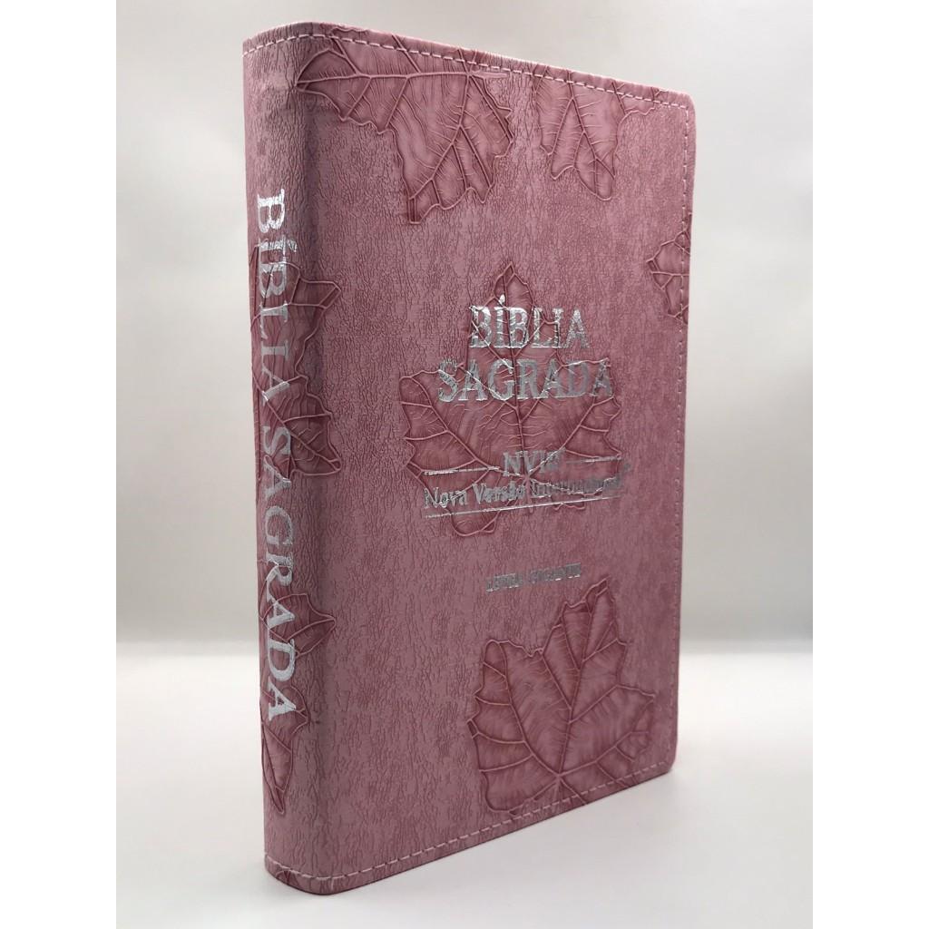 Bíblia Sagrada Nvi Tamanho Grande Capa Flexível Folha Rosa