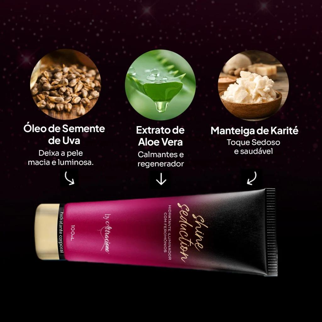 Kit Perfume Attracione+hidratante Shine Seduction+lipintense