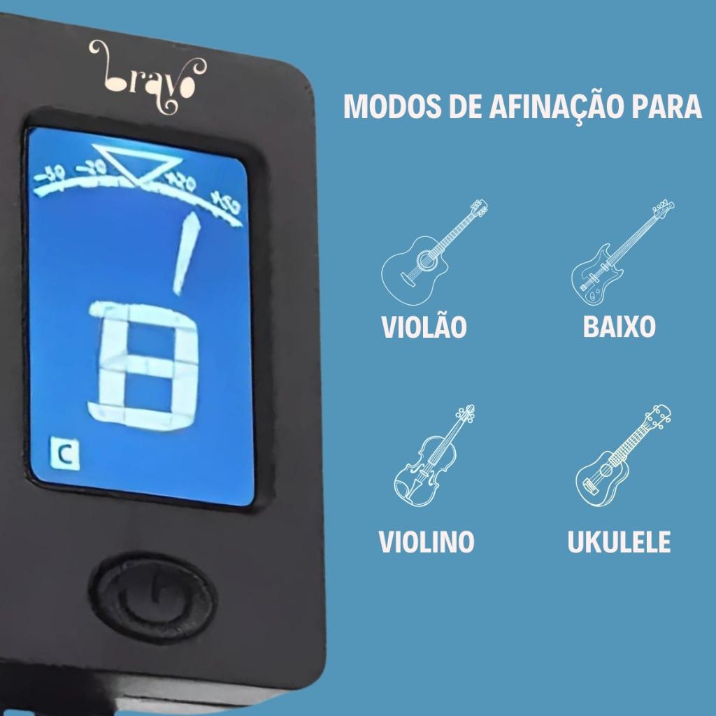Afinador Digital Cromático Clip Para Violão Guitarra Baixo Ukulele