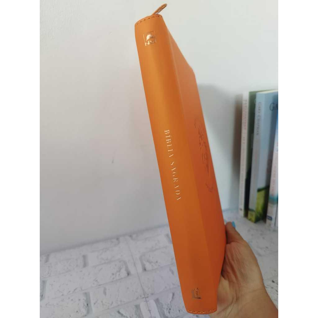 Bíblia Sagrada Nvi Leitura Perfeita Zíper Couro Soft Laranja